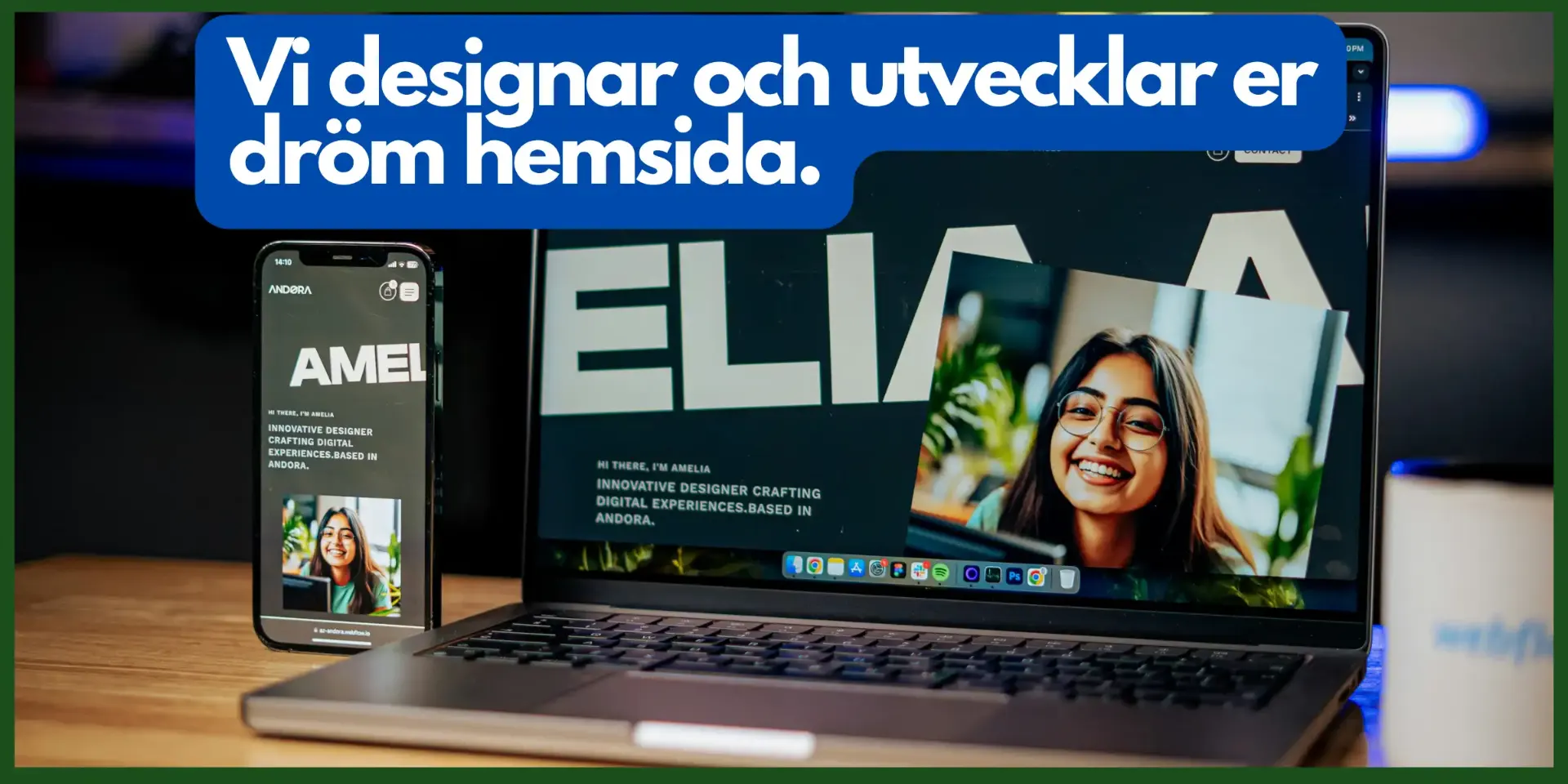 Webbless designar och utvecklar moderna hemsidor i Tyresö och Stockholm – visad på laptop och mobil